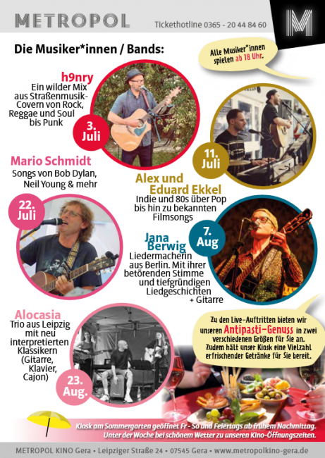 Sommergarten Musik Programm